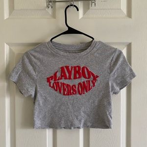 Gray PLAYBOY cropped tee